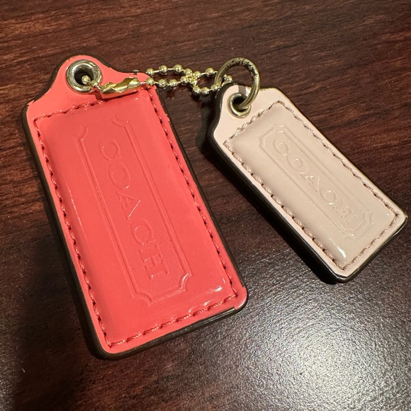 Coach Pink and Light Pink Leather Keychains - Picture 1 of 3